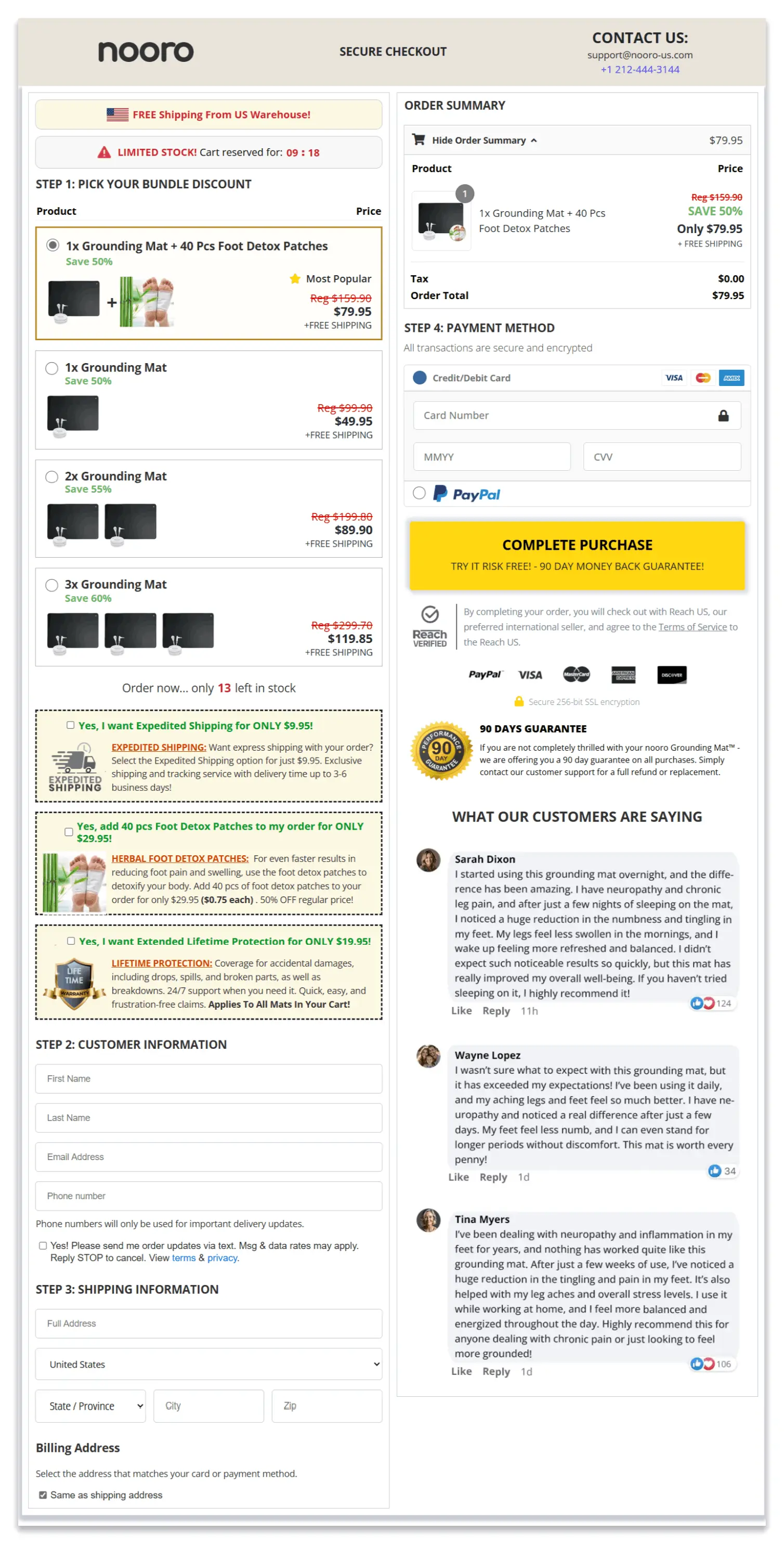 Nooro Grounding Mat checkout page